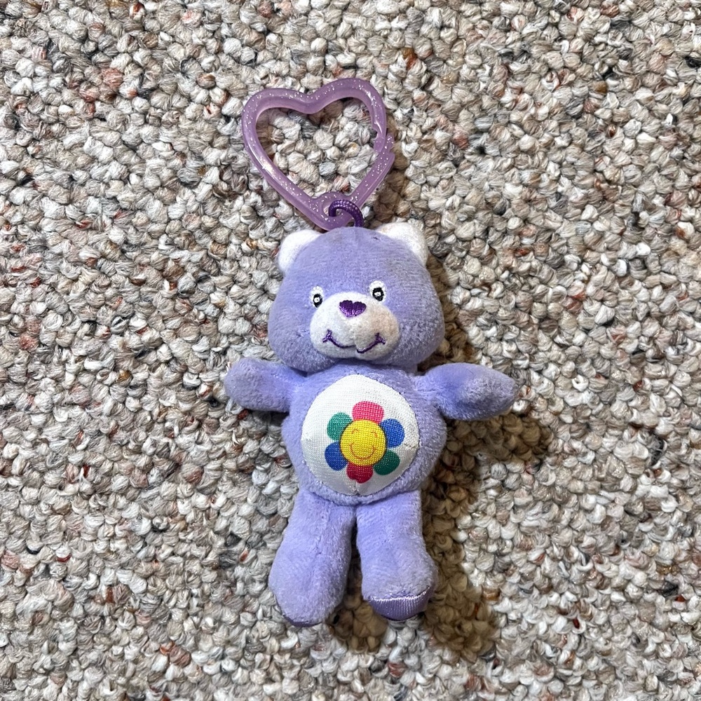 Vintage 2000s Y2K Purple Plush Care Bears Keychain